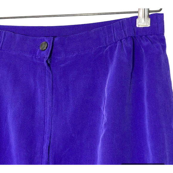 Vintage Purple SILK Skirt - Straight Cut Knee Length Skirt - 28 30 Waist - Picture 7 of 10